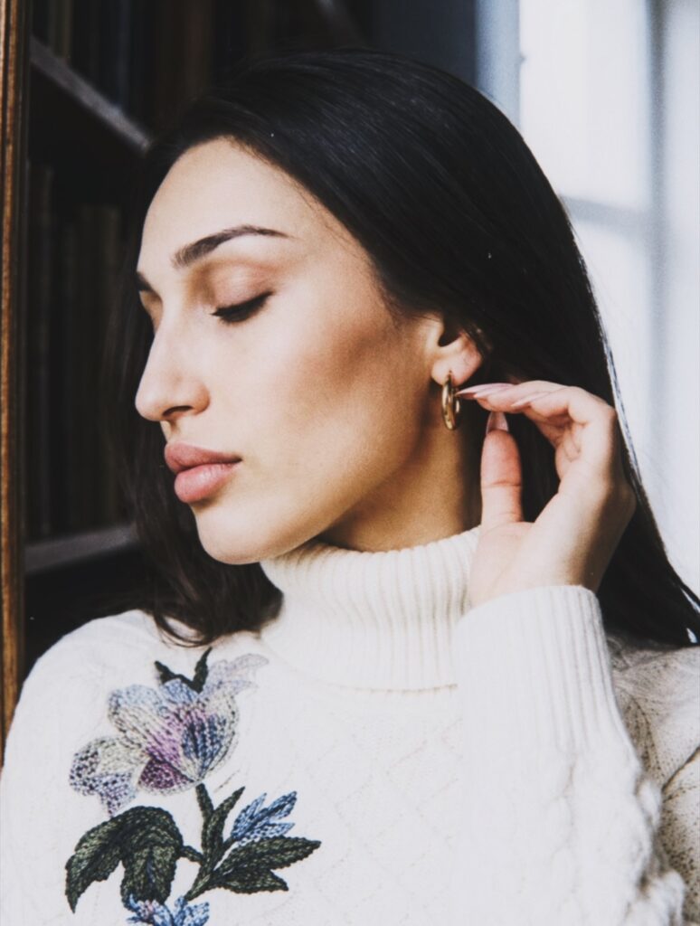 Writer, director, and actress Aylin Baykal in her September 2026 Iconography editorial, accompanying an interview about her upcoming supernatural horror film Baby Girl and the creative inspiration behind the production.